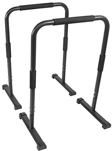 GORILLA SPORTS® Dip Barren - 2er Set, 68 x 45 x 94 cm, bis 200 kg, Rutschfest, Stahl, Farbwahl - Parallettes, Dip Station, Push Up Bars, Calisthenics, Fitness (Schwarz)