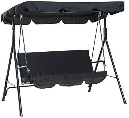 Combort Outdoor Swing Seat Top Cover, 190 x 132 x 15cm Waterproof 190T Polyester Taffeta Anti Dust Swing Seat Top Cover Rainproof Durable Anti Dust Protector for Yard Patio Pool Seat (Black)