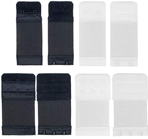 Extensores de Sujetador, 2 x 2 o 3 x 2 filas de ganchos, negro/blanco/beige para elegir, para todos los modelos de Sujetadores comunes, Extensor de Correa de Sujetador suave y elástico, lavable