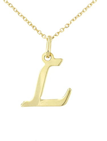 forme di Lucchetta - Gold Anhänger Buchstabe L Initiale Name aus 9k 375 Gelbgold – Echtgoldkette 45 cm