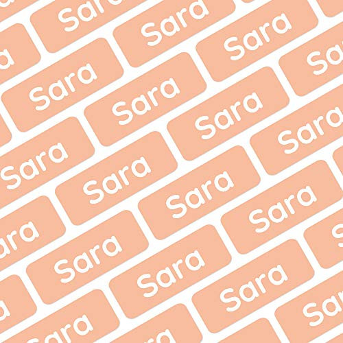 Klebekerlchen® | 175 Mini Namensaufkleber Kinder für Stifte und Schulsachen – Aufkleber zum Beschriften Schule & Kita – Namensschilder für Kleidung - Etiketten selbstklebend & wasserfest – Pfirsich