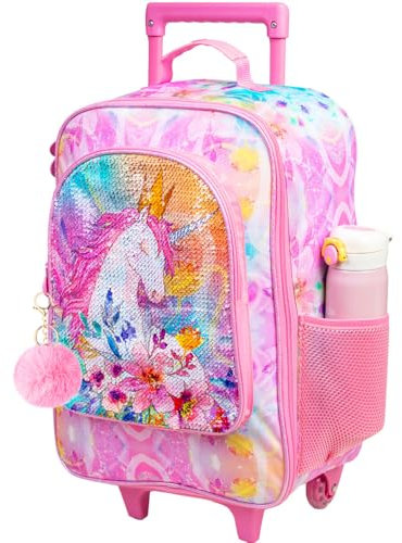 Bagage pour enfants pour garçons et filles, jolie valise à roulettes pour tout-petits et enfants, Valise licorne rose 45,7 cm, 1 Count (Pack of 1), Roues :