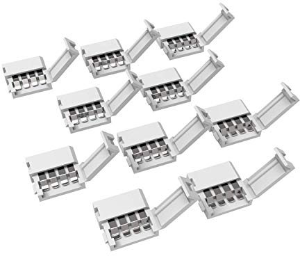 trooplex 4 Pin Verbinder 10 mm 10 Stück LED Streifen Verbinder Strip Connector 4 polig lötfrei 10-teilig RGB Steckverbinder Clip Verbindung Lightstrip Verlängerung