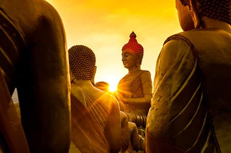 adrium Acryl-Bild 50 x 30 cm: Pay Buddha in Tempel und schönen Sonnenuntergang(44872818)