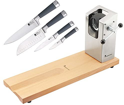 Bergner Jamonero Masterpro 62 x 19,5 x 3,3 cm con set de 4 cuchillos de cocina, PK3288