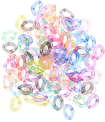 EXCEART 100 pieces transparent acrylic plastic link rings chain quick matt twist link curb chain connections for home curtain purse handle retainer chains stuff