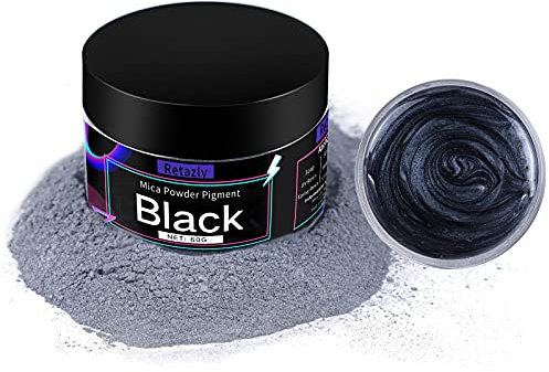 Retazly Epoxidharz Farbe Metallic Farbpigmente, 60G Mica Pulver Schimmer Farbpulver Glitzer Seifenfarbe, Pigmentpulver für Seifen Gießharz Epoxy Resin Art -Schwarz
