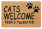 Relaxdays Fußmatte Kokos, Cats Welcome, 40 x 60 cm, Türvorleger innen & außen, Rutschfester Fußabtreter, Natur/schwarz
