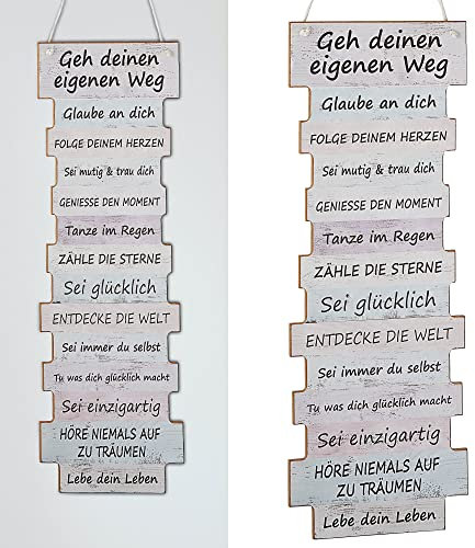 Cepewa Plankenschild Wandbild Wish Shabby Chic Wünsche Sprüche Holzoptik Planken Wanddekoration (1 x Plankenschild Lebenseinstellung 41cm)