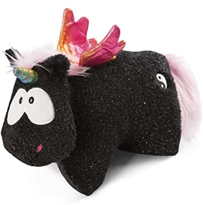NICI Kuscheltierkissen Einhorn Rainbow Yin 40x30cm – 2 in 1: Kuscheltier & Kuschelkissen für Mädchen, Jungen & Babys – Plüschtier & Plüschtier-Kissen in einem, 48412, Schwarz, 40 X 30 cm