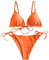 ZAFUL Damen Gepolstert Bikini Set, Einfarbig Bikini Badeanzug mit Dreieck Cup Spaghetti-Träger (Dunkelorang, M)