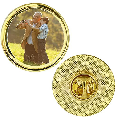 Ocadeau Runder Goldener Ansteckpin zum Selbstgestalten - Anstecker mit Ihrem Foto bedruckbar - Personalisierbarer Farbfotodruck auf diesem goldenen runden Anstecker zum Selbstgestalten