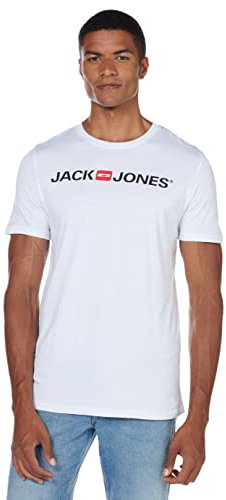 JACK & JONES Herren Rundhals T-Shirt JJECORP Logo - Slim Fit Plussize XXL-8XL, Größe:8XL, Farbe:White 12184987