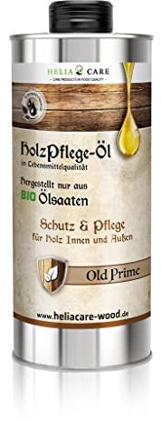HeliaCARE Holzöl - BIO Holz Öl Old Prime für Kenner des Mittelalters. Leinöl (Firnis) Holzlasur Innen und Außen (500ml)