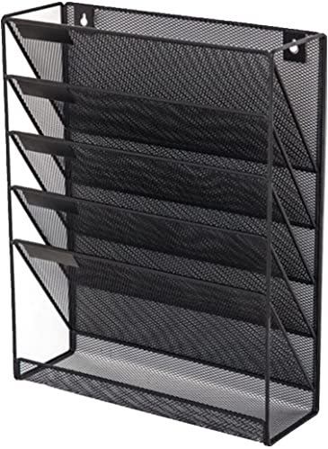 TentHome Porte-Revues Mural Porte-Brochures Porte-DéPliant A4 Ensemble Distributeur De Brochures Porte-Journaux Treillis MéTallique Porte-Revues MéTal Porte-Revues Montage Mural Pour Magazines (Noir)