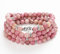 108 Mala-Stein-Perlen-Halsketten-Wrap-Handgelenk-Armband mit Elefanten-Charme-handgemachtes Schmuck-Geschenk (Rosa Rhodonit (Pink Rhodonite))
