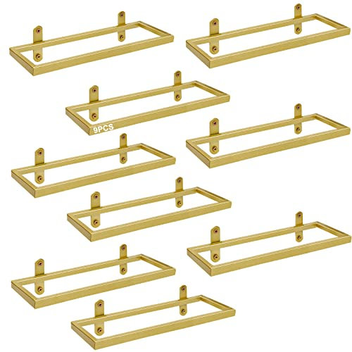 Giyiprpi 9PCS Metall Wandmontierter Weinhalter Rack, Flaschenregal Aufbewahrungsregal für die Wand, Hängendes Weinregal Wandbehang Rotweinregal Organizer für Home Kitchen Bar Displaydekor (Gold 9)