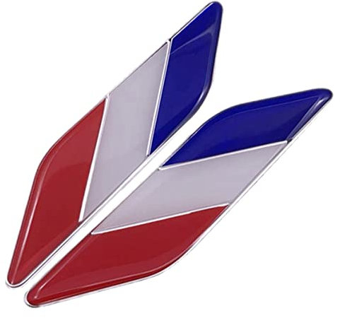 NOPEILVI Drapeau français Voiture Autocollant métal France Drapeau National emblème décalcomanie Auto Accessoires 2 pièces France métal Drapeau National Voiture