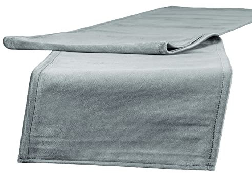 beties Samt&Sonders Tischläufer ca. 40x220 cm dekorativer Jeansnaht, aus deutschem Unternehmen in hochwertiger Qualität, Farbe: Stein-grau