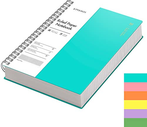 EMSHOI Taccuino A4 a righe, 300 pagine/150 fogli, rilegatura a spirale, carta spessa 100 g/m², copertina morbida impermeabile, diario per scrittura per donne e uomini, lavoro, ufficio, scuola, 21,5 x