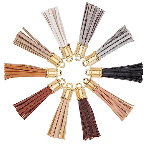 PH PandaHall 10 Stück Lederquasten 10 Farben Kunstleder Quastenanhänger 3 Zoll Schlüsselanhänger Quasten Dekoration Quastenanhänger Mit Schlaufe Für Lesezeichen Armband Schlüsselanhänger Handygurte