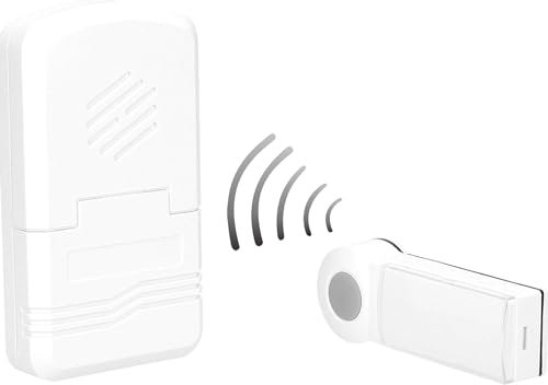 Miratic Funkklingel Aussen Wasserdicht Klingel Haustür mit Volume-Regler Türklingel Funk Reichweite 80m Batteriebetriebener Lernsystem erfordert Keine Glockeninstallation 1 Ton