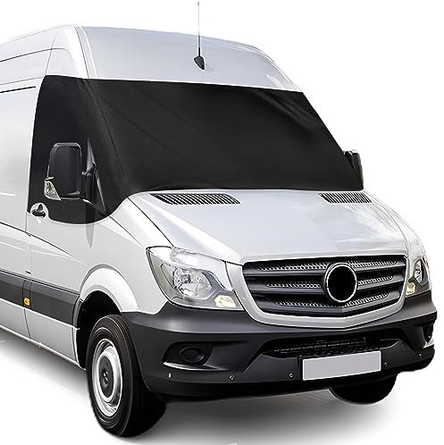 Sonnenschutz Frontscheibe für Mercedes Sprinter 2006-2018, 600D Oxford Tuch 100% Lichtblockend, Wasserdicht, UV-beständig/Frostbeständig/Frostbeständig (Schwarz,2006-2018)