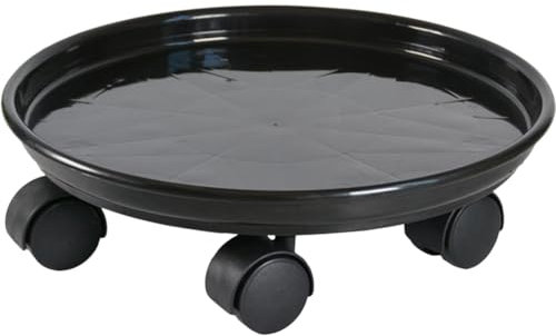 GANAZONO Support De Brillant À Lèvres roulettes Robustes Roues en Bois Plante en Plastique avec Roues Bac À Eau Rond sous La Plante Plateaux De Plantes en Pot Noir Wooen Support De Plantes