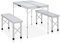 Homgoday Klappbarer Campingtisch mit 2 Bänken aus weißem Aluminium, Gartenbank, Bank für Balkon, Terrasse & Garten