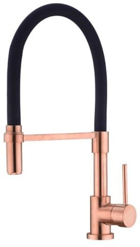 MIFULY Robinet de cuisine en cuivre, pulvérisateur extractible, robinet mitigeur de cuisine pivotant à 360 degrés, rouge cuivre et noir