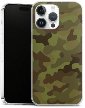Slim Case extra dünn kompatibel mit Apple iPhone 14 Pro Max Silikon Handyhülle transparent Hülle Camouflage Tarnmuster Bundeswehr