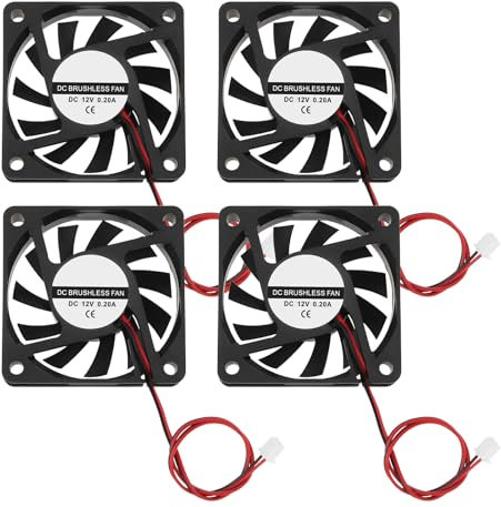 4pcs DC 12V 6010 Brushless Fan Oil Bearing Fan, 60x60x10mm Fan for Cooling DIY PC Computer Case Fan CPU Cooler 2 Pin Case Fan