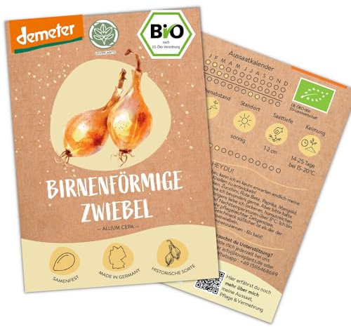 BIO Zwiebel Samen, 250 Zwiebelsamen, hohe Keimrate, Demeter zertifiziertes & samenfestes Gemüse Saatgut von LOVEPLANTS, Gemüsezwiebel Samen für Balkon, Garten, Hochbeet – alte Gemüsesorten
