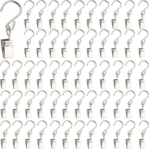 RONYOUNG S-Haken aus Edelstahl, zum Aufhängen, Partylicht-Clips, Aufhänger, Dachrinne, Foto, Camping, Zelte, Kunsthandwerk Display, Garten, Innenhöfe, Dekoration, 6,1 cm lang, silberfarben, 50 Stück