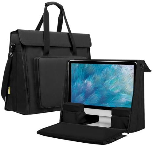 HPDELGB 21/24 inch computer bag monitor carrying case Compatible with iMac All in One Monitor LCD Screens Desktop Computer Travel Storage Carrying Bag with Accessories Pocket, Shoulder Strap Black,,