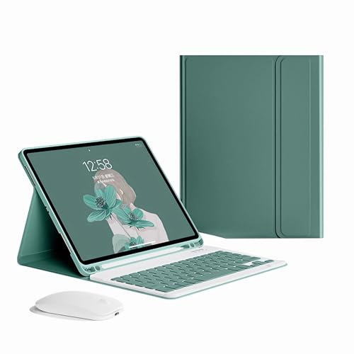 GUPENAA Tastatur Hülle für Samsung Galaxy Tab S8 Plus/S8+/S7 FE/S7+/S7 Plus 12.4'' Schlanke Leichte Standabdeckung mit Magnetisch Abnehmbarer Kabelloser Bluetooth-Tastatur,Dark Green