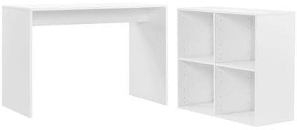 mokebo Schreibtisch klein in Weiß mit Stauraum 'Der Produktive', auch als Computertisch oder Arbeitstisch im Büro, Kinderschreibtisch oder Gaming Tisch mit 4 Fächern in 112x77x54 (B/H/T in cm)