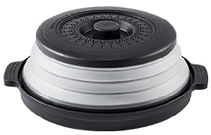 bephible Cubierta de microondas que ahorra espacio, material de goma dura, tapa de microondas, cubierta de salpicaduras de microondas con ventilación rápida de vapor, diseño plegable, color negro