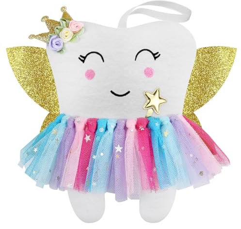 Malihome Wunderschönes Zahnfeen-Kissen, bunter Rock, Zahnfee, Puppe, verlorene Zähne, Andenken, Geschenk für Kinder