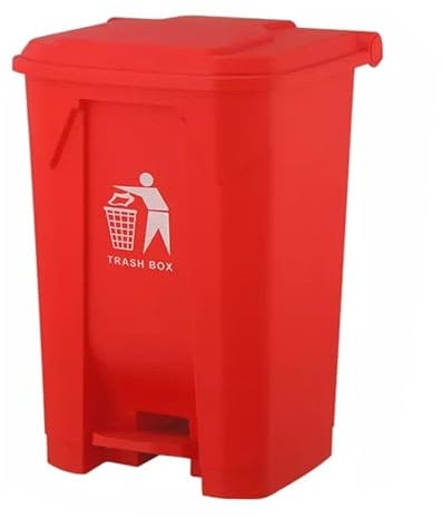 Recycling Dustbin Rubbish Pedal Bin Waste Trash Bin | Foot Pedal Bin Home Bedroom Bathroom Kitchen | Indoor Outdoor Rubbish and Waste Bin with Pedal | Bin Recycling Waste Dustbin (Red, 30 Litre)