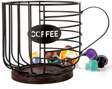 Guolich Panier à capsules de café, porte-capsules de café, rangement de capsules de café, panier à singe, pour le rangement des capsules de café et des fruits,bar à café (Noir)