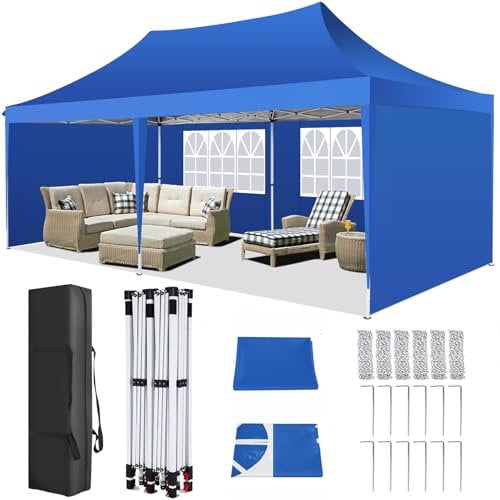 COBIZI Pop Up Gazebo 3mx6m with 4 Removable Sidewalls Waterproof UPF50+ Protection Marquee Gazebo for Parties Commercial Weddings Gazebo with Carry Bag, Blue