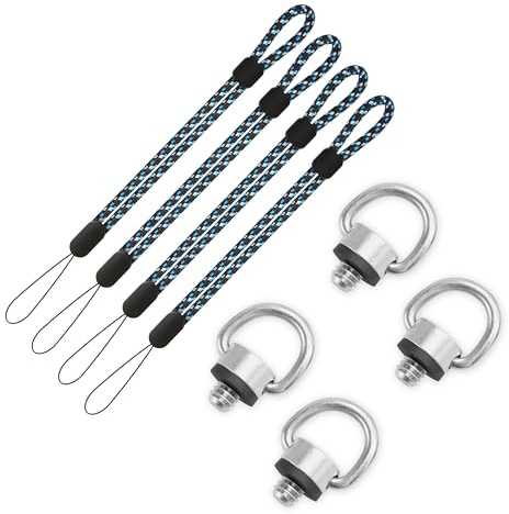 JUNRT 1/4 inch Camera Mounting Screws, D-shaped Screws Plus Wrist Straps, Stainless Steel Tripod Quick-release Screws, Suitable For Selfie Sticks, Tripods, Digital SLR Cameras, Gimbals(4 Sets)