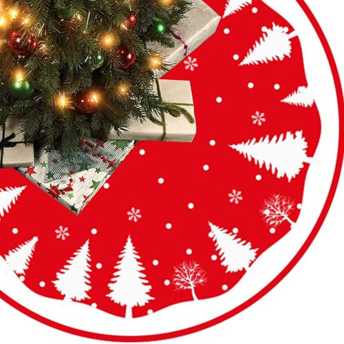 Gonna per Albero di Natale, 120cm Tappeto per Albero di Natale, Rotondo Gonna Albero di Natale, Copri Base Albero Natale, Tappeto Albero di Natale per Sotto Albero di Natale Decorazione(A)