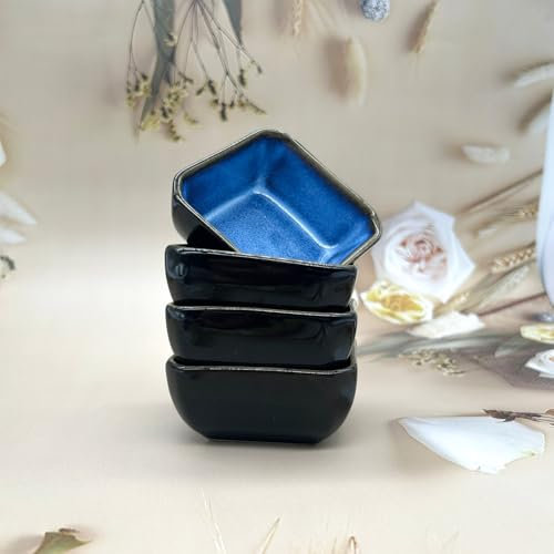 Could Spark Sojasaucenschalen aus Weizenstroh, kleine Dessertschalen, Keramik-Dipschalen-Set, Keramik-Sojasaucenschale, quadratische Beilagenschalen, kleine Vorspeisenteller-Set
