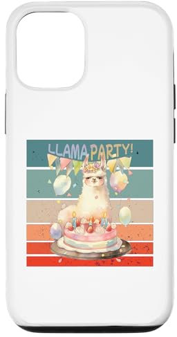 iPhone 14 Llama floral headband birthday cake whipped cream candles Case