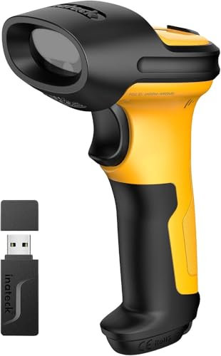 Inateck Barcode Scanner Wireless mit AI, 2.4GHz, Akku mit 2600 mAh, 60 m Reichweite, Automatisches Abtasten für Schnelles und Präzises Scannen, Betriebsdauer ca. 1 Monat, P6-AI