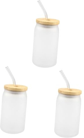 Alipis Juego De 3 Vasos De Agua Fríos Con Tapa Y Pajita Botellas De Agua De Vidrio Para La Vida