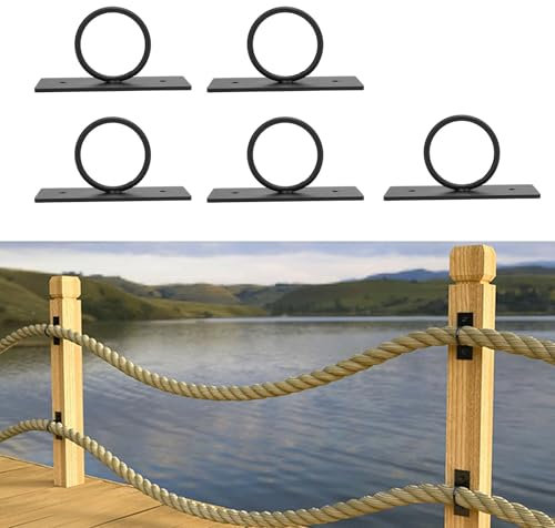 Decorative Rope Supports Holder, 5Pcs Rope Railing Hooks, Stainless Steel Drop Brackets, Wall Mount Hanger, Hemp Rope Support Ceiling Hook for Fencing, Stair, Deck, Railing