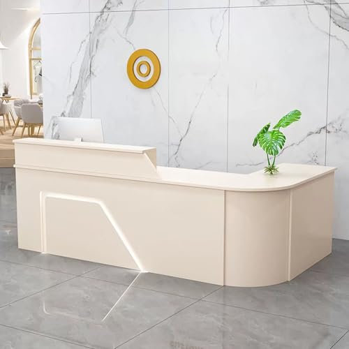 GUAWJRZDP Empfangstheke, Empfangstresen, Fronttresen, Verkaufstheke Mit Abschließbarer Schublade, L-förmiger Kassentresen Für Geschäft, Salons, Lobby, Empfangsraum(Beige,120cm/47.2in)